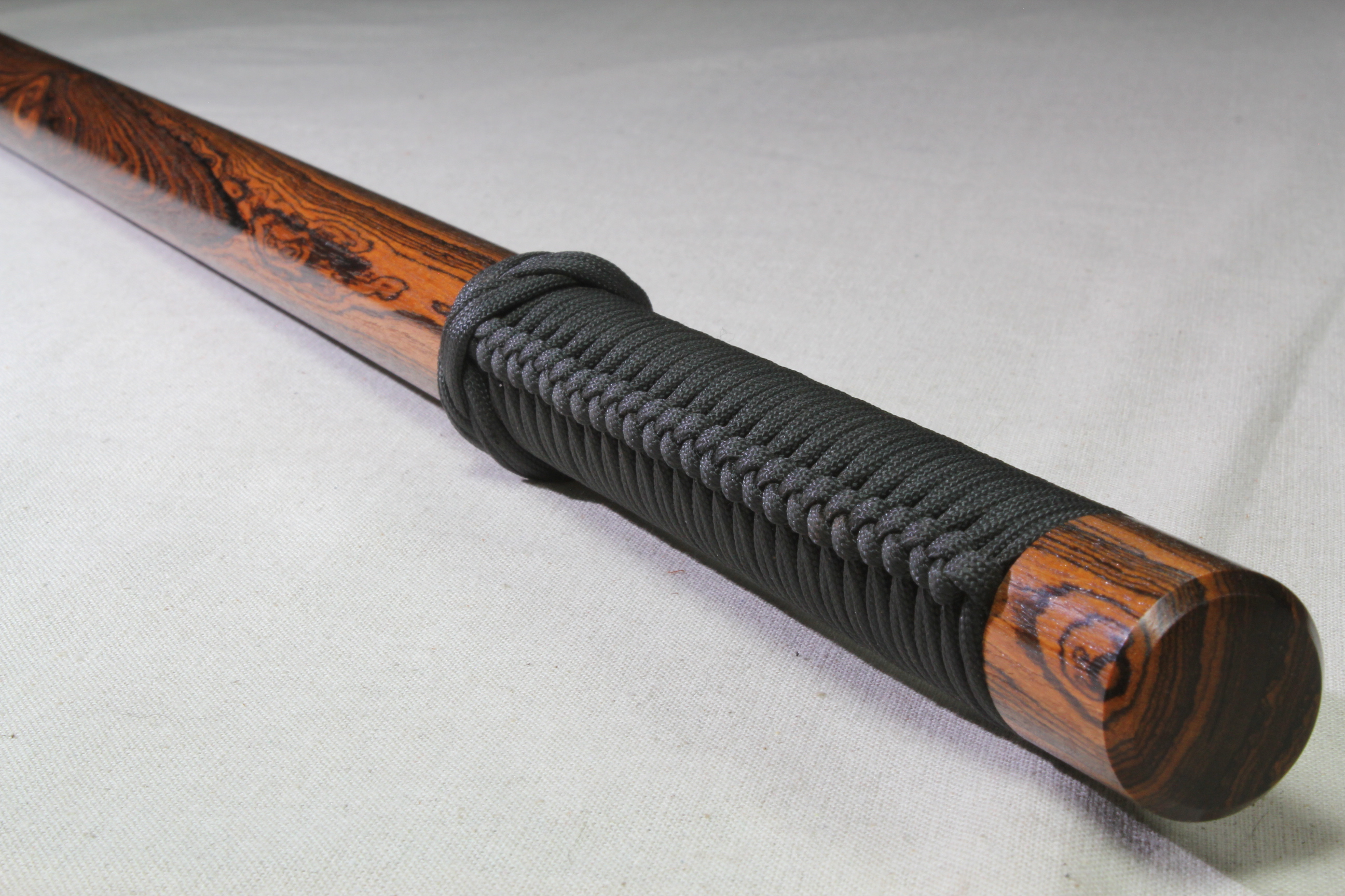 Bocote - Straight - Black Cord - Wood Baton
